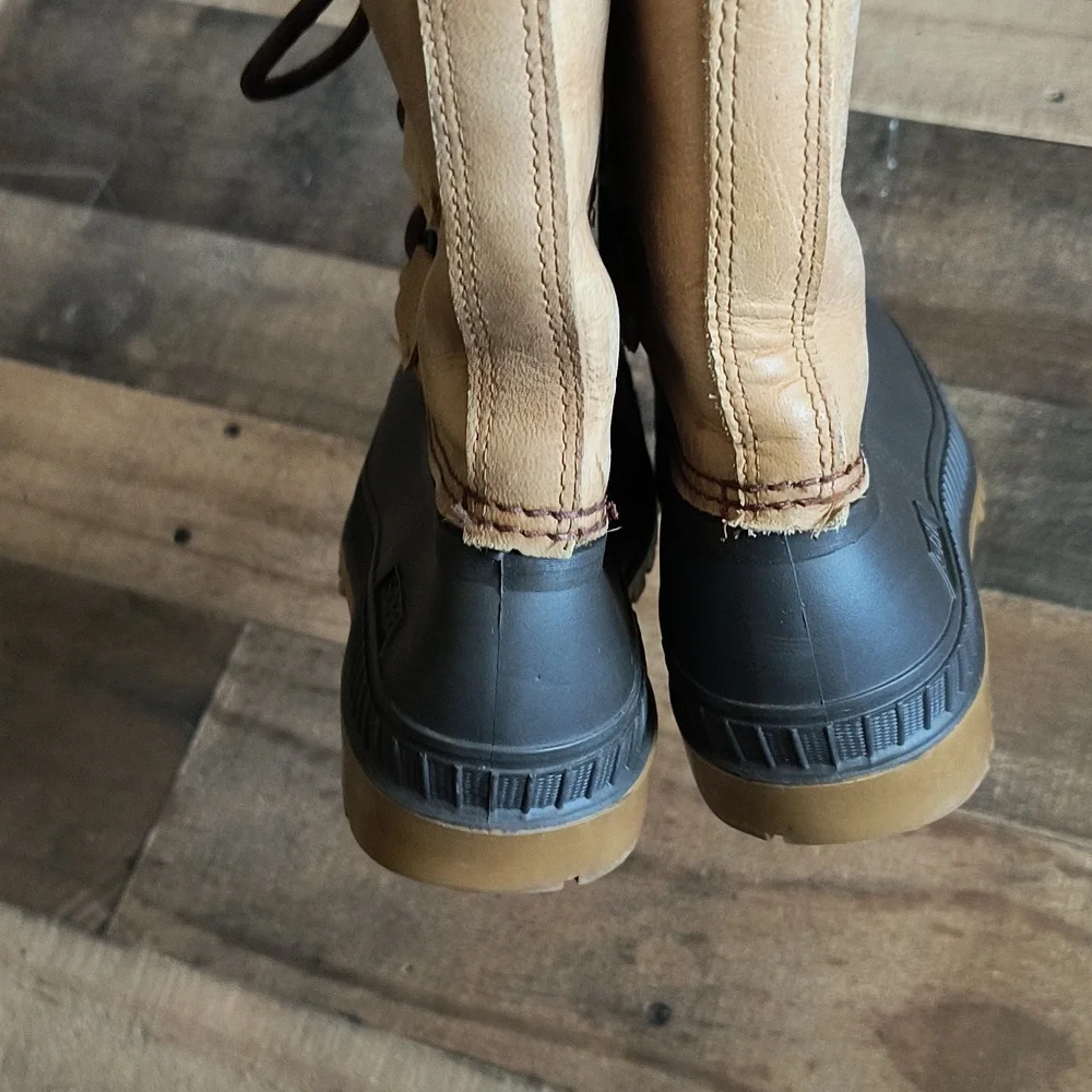 Sorel Badger Tan Leather Waterproof Snow Boots Kids Sz 6